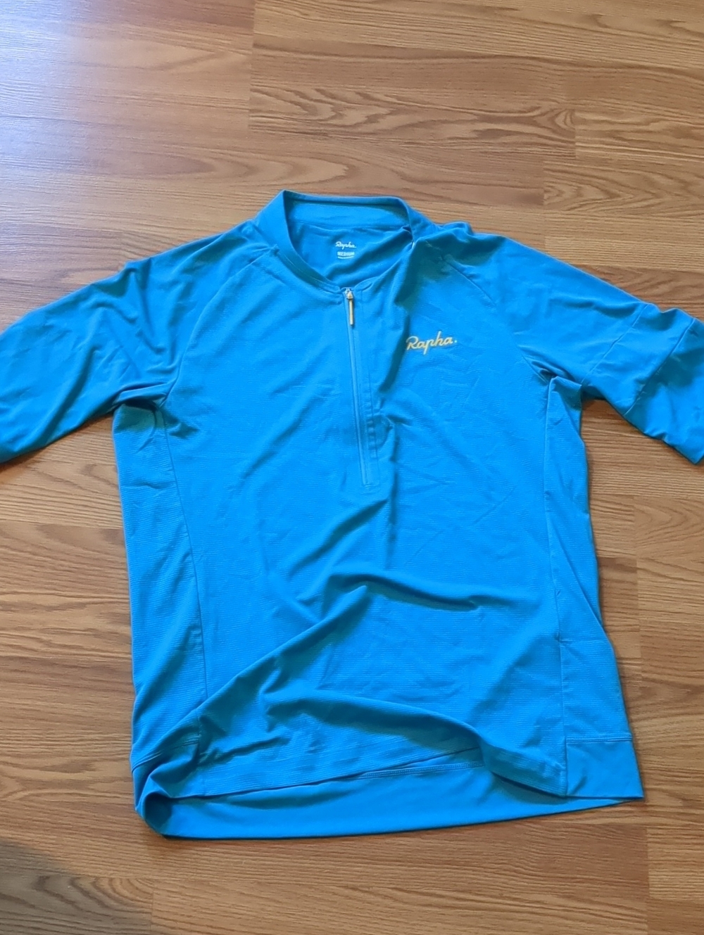 Rapha Explore Zip Neck Technical Cycling Jersey Blue Gold Men M